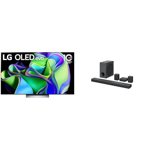 Bundle of LG C3 65-Inch OLED evo 4K Smart Flat Screen TV for Gaming OLED65C3PUA + LG S80QR 5.1.3ch Sound bar with 4ch Rear Speakers, Bluetooth, Wi Fi,Dolby Atmos DTS:X, High-Res Audio, IMAX Enhanced - 65 inch - TV + 5.1.3ch Sound bar