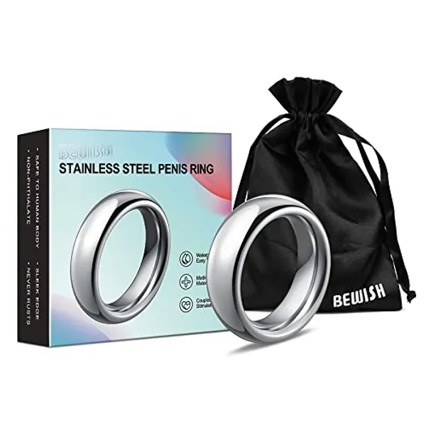 Chrontier Cock Ring Heavy Master Stainless Steel Testicle Stretching Loop Penis Ring Loop C-Ring 1.5/1.75/2 inch Stronger Erection Enhancer Delay Ejaculation Sexual Stamina for Men