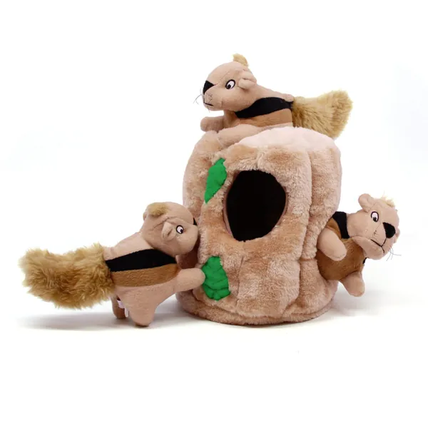 Outward Hound Hide-A-Squirrel Squeaky Puzzle Plush Dog Toy - Hide and Seek Activity for Dogs - Large Squirrel