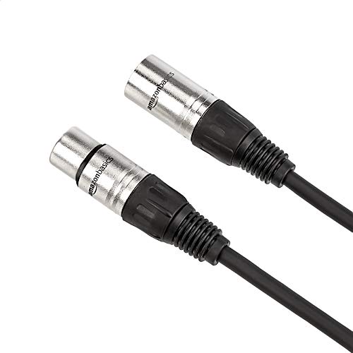 Amazon Basics 2-Pack XLR Microphone Cable for Speaker or PA System, All Copper Conductors, 6MM PVC Jacket, 6 Foot, Black - 2-Pack - 6 Feet