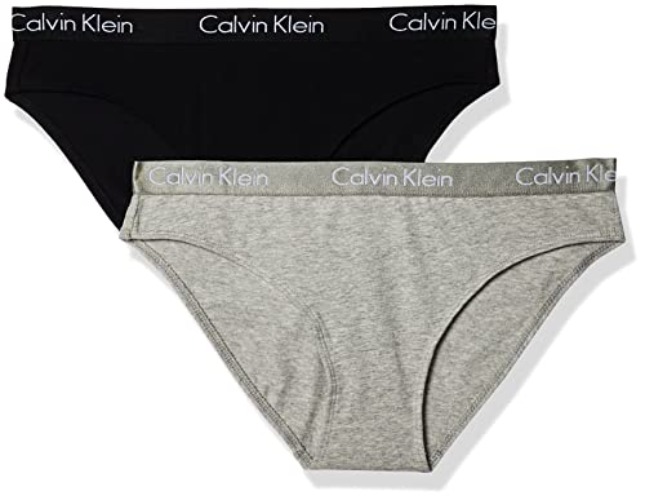 Calvin Klein Womens Motive Cotton Multipack Bikini Panty - Medium - Black/Gray Heather