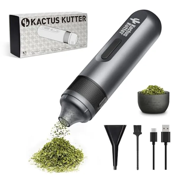 KactusKutter K1 Electric Herb Grinder Battery Powered Automatic Portable Spice Mill For Grinding - Holds up to 1 Gram (Metal Gray)