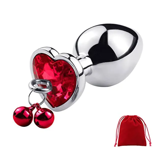 Butt Plush Plug Sex Heart Bell Anales Toy Plug Anal Butt Plug Sex Heart Metal Bell Anal Butt Plug for Sex Heart Shape Crystal Butt Plug with Traction with Bag