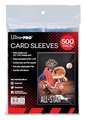 Ultra PRO - Penny Sleeves® Clear Card Sleeves for Standard Size Trading Cards measuring 2.5" x 3.5" (500 count pack)