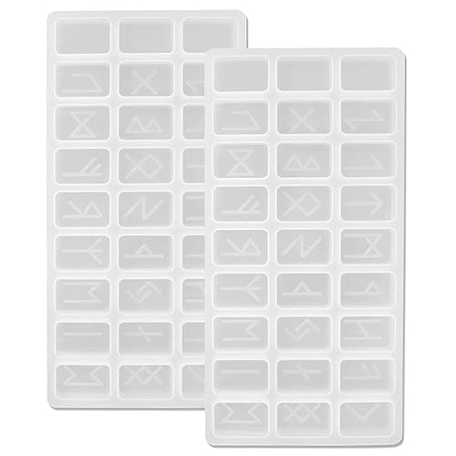 2 Set Resin Mould Silicone, FineGood Rune Stone Resin Casting Kit Silicone Moulds for Resin Casting Resin Kit Mold for Jewellery Making