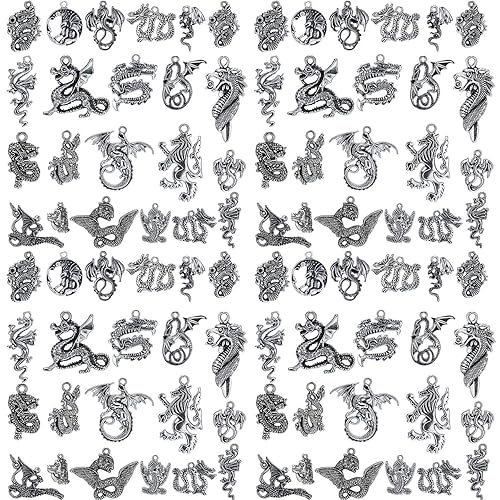 WILLBOND Dragon Charm Dragon Pendant for DIY Necklace Bracelet Jewelry Making Christmas Jewelry Crafting Supplies Charm Collections Skeleton Charms - Dragon Charms