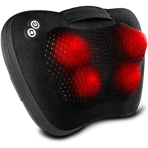 VIKTOR JURGEN Back Massager Neck Massager with Heat, Massage Pillow Gifts for Mothers Day & Fathers Day, Electric Shiatsu Shoulder Massager, Deep Kneading Massager for Back Pain, Neck Pain - Black