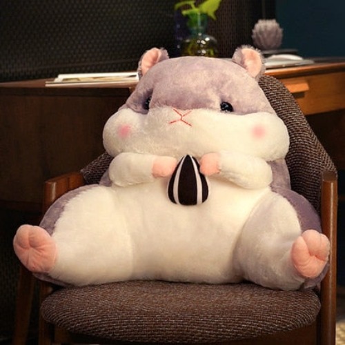Hammy Plushie/Back Cushion (with Blanket + Hand Warmer) - Large / Melon Seed