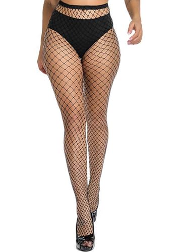 PERAMBRY Women's Fishnet Tights High Waist Fishnet Tights Black Fishnet Stockings Mesh Fishnet - One Size - Black-l Mesh