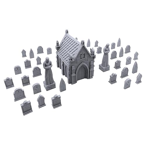 EnderToys Mausoleum Graveyard Scene, Terrain Scenery for Tabletop 28mm Miniatures Wargame, 3D Printed and Paintable