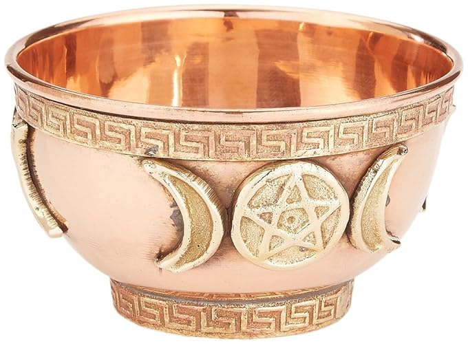 Copper Offering Bowl 3", Great for Altar use, Ritual use, Incense Burner, smudging Bowl, Decoration Bowl, offering Bowl - New Age Imports, Inc. (Triple Moon) - Triple Moon