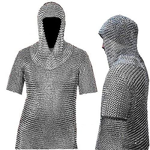 Medieval Chain Mail Shirt and Coif Armor Set and Shirt - Large