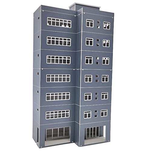 ATINGSHOKB HO Scale Building 1:87 DIY Train Railway Modern Tall Business Buildings Office House Assembled Architectural for Model Train Layout (Gray) - Gray