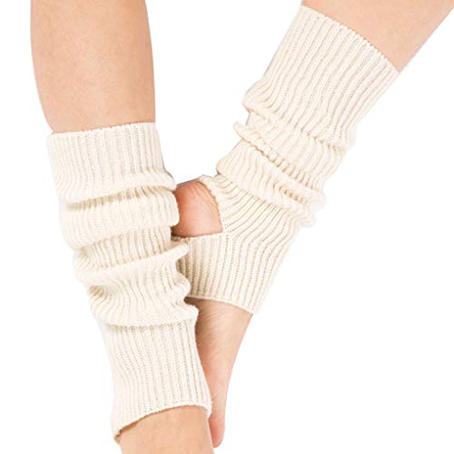 Guojanfon 1 Pair Fashion Yoga Socks for Women Girls Workout Socks Toeless Training Dance Leg Warmers (Black) - White