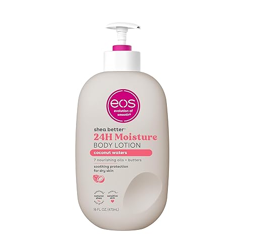 eos Shea Better Body Lotion- Coconut Waters, 24-Hour Moisture Skin Care, Lightweight & Non-Greasy, Made with Natural Shea, Vegan, 16 fl oz - Coconut Waters - 16 Fl Oz (Pack of 1)