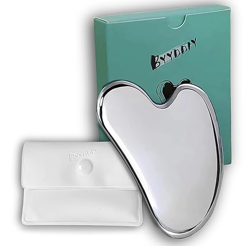 BYYDDIY Stainless Steel Gua Sha Facial Tools, Metal Gua Sha for Face,Tighten Skin Massage, Guasha Beauty Tool for Body Eyes (W-s) - Silver