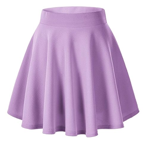 Urban CoCo Women's Basic Versatile Stretchy Flared Casual Mini Skater Skirt - Large - Lilac