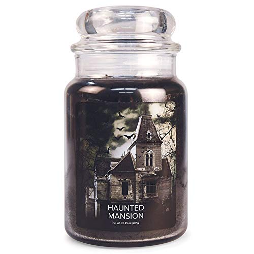 Village Candle Haunted Mansion Large Glass Apothecary Jar, Scented Candle, 21.25 oz., Black - Haunted Mansion
