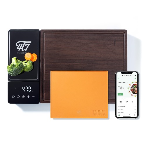 4T7 Smart Meal Prep System, Smart Cutting Board Set, American Walnut Wood Chopping Boards, Weigh Timer, App Calorie Counter, Juice Grooves, Health Management, Gift Option, The Smart Food Prep Station - Walnut Wood Board Set