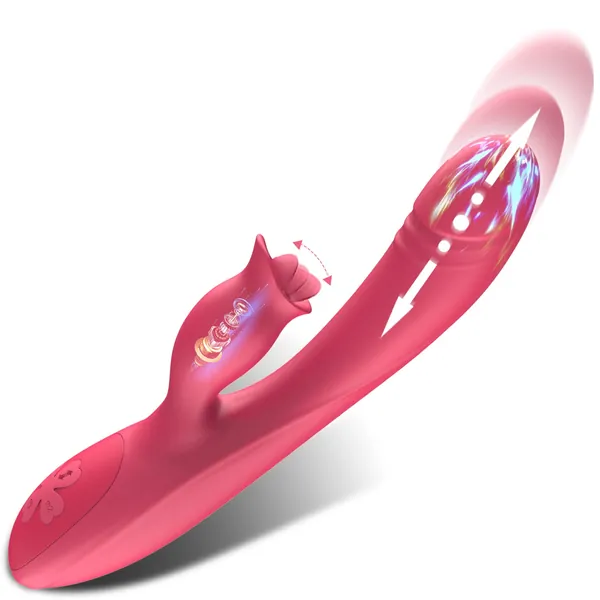 Pulsating Clitoral Vibrator for Women Vaginal Health, Clitorals Stimulator Tongue Licking Toys G Spot Rabbit Vibrator Dildo for Beginners Adults Clit Stimulation with 7 Simulating Thrust 10 Vibrations
