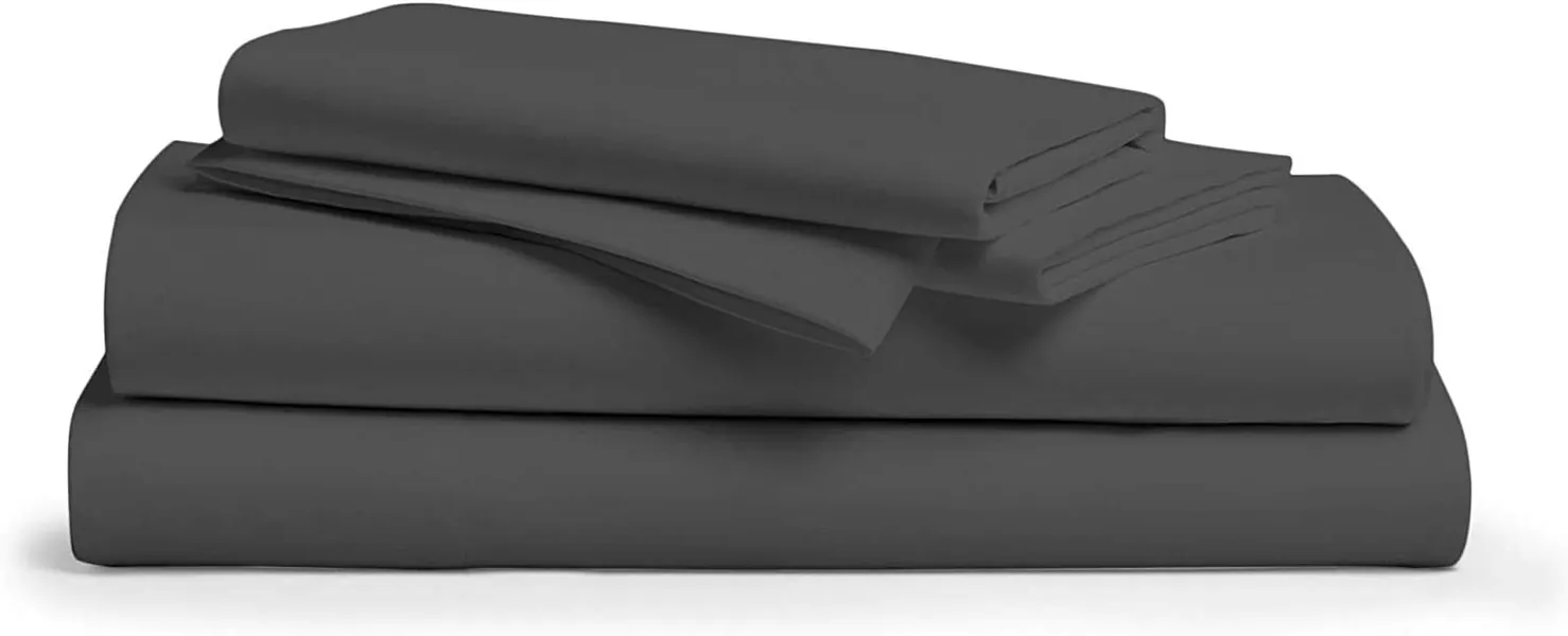 Cotton Bed Sheets (Queen, 1000 Thread Count) Dark Grey Sheets and Pillow Cases Set (4 Pc) – Cotton Sheets Queen Size Bed- Sateen Weave Sheets- 18” Queen Deep Pocket Sheets