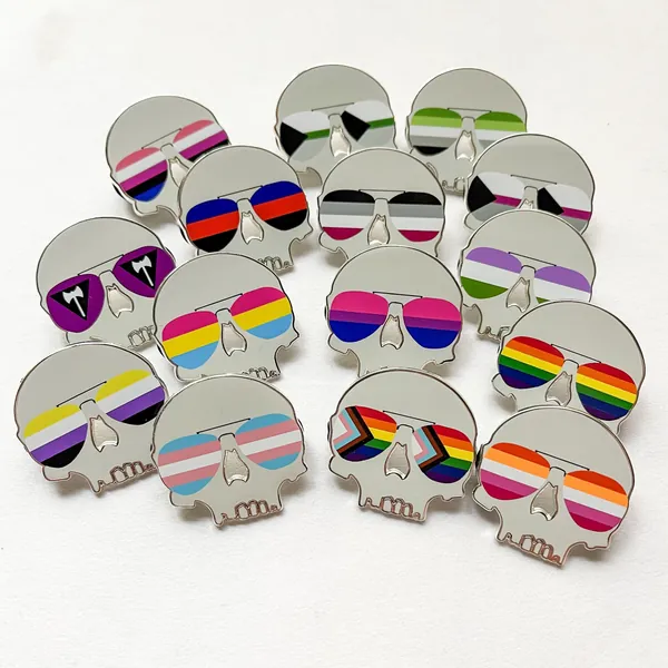 B GRADE Skull Pride Flag Pins - Hard Enamel Pride Flag Pins Inspired by The Locked Tomb