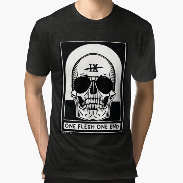 -One Flesh One End   Tri-blend T-Shirt by WayWordsPaper