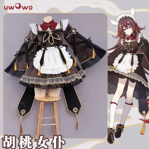 HuTaoCOS - Spot Uwowo Youwowo original god cos walnut doujin maid cosplay costume female anime costume full set