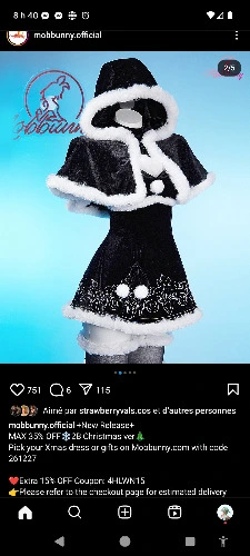 2B Derivative Costume Christmas Furry Dress with Cape and Gloves