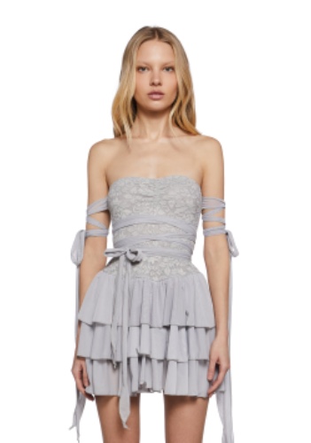 Smitten Charm Mini Dress | SILVER / XX-Large