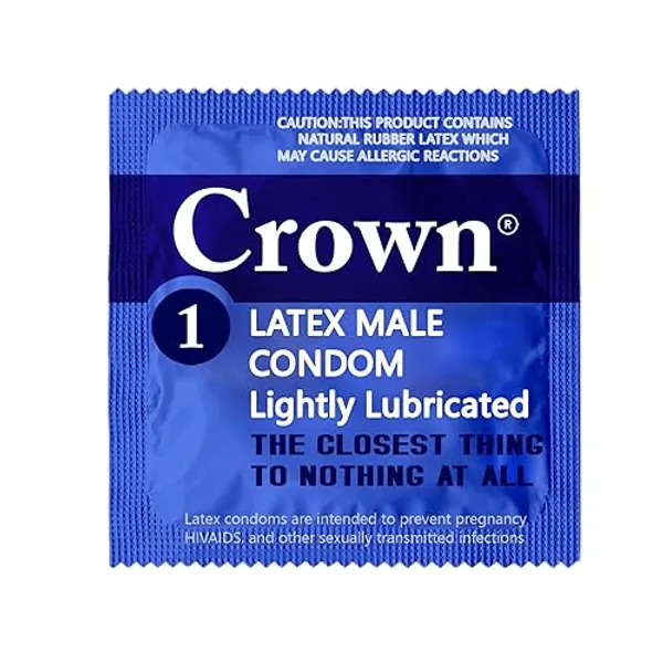 Crown Condoms — 100 Count — Lubricated Latex Condoms — Silkier, Thinner and Stronger (Pack of 100)