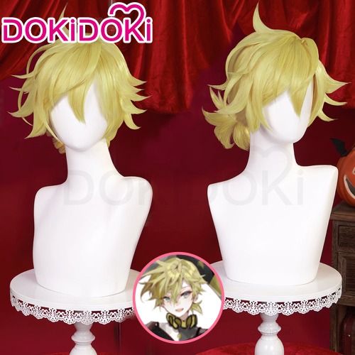 【Ready For Ship】DokiDoki VOCALOID Hatsune Miku × Rascal the Raccoon Cosplay Kagamine Len Wig Short Yellow Halloween | Wig Only
