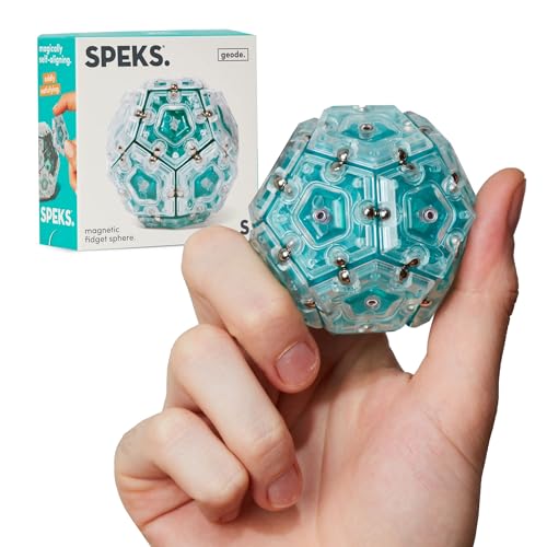 Speks Geode Sphere Magnetic Fidget Toy for Adults | Quiet Adult Sensory Toy for Stress Relief & Anxiety, Easter Basket Stuffer & Top Gadget Gift Idea | Aqua, 12-Piece Set - Aqua