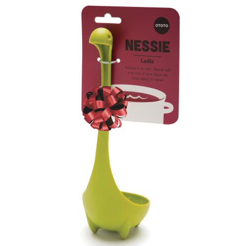 OTOTO Nessie Ladle Spoon - Green Cooking Ladle for Serving Soup, Stew, Gravy & Chili - High Heat Resistant Loch Ness Stand Up Soup Ladle - Nessie - Green