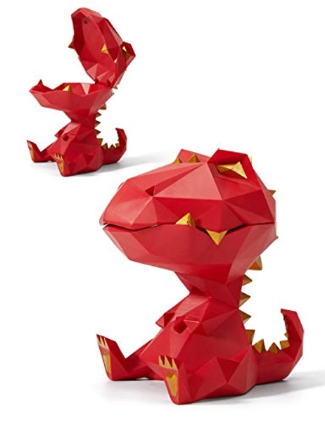 HAUCOZE Candy Dish Dinosaur Sculpture Gifts Jewelry Snack Tray Modern Statue Decor Table Centerpiece Crafts Polyresin Arts Red 7.1inch