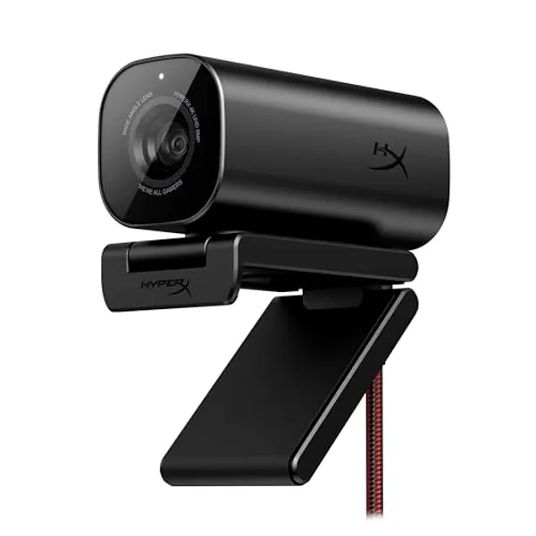 HyperX Vision S – Webcam, 4K-Videoaufzeichnung @ 30 fps, 90° Sichtfeld, reaktionsschneller Autofokus, Hyperflex-Kabel, Aluminiumgehäuse, Plug and Play, Sony Starvis 8MP Sensor, 5G2P Objektiv, USB-C –