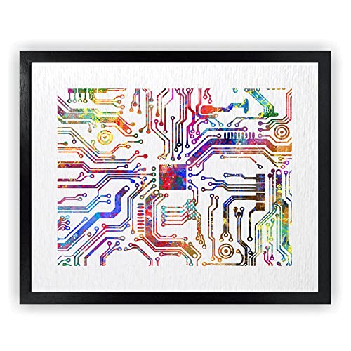 Dignovel Studios 18X24 Unframed Circuit Board PCB Watercolor Art Print Science Discovery Computer Electronic Hobby Technology Engineering Poster Wall Hanging DN758 - 18X24 inch