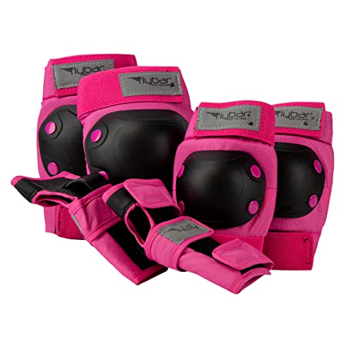 Flybar Knee and Elbow Pads, Wrist Guards Safety Gear-Multi Sport Protection for Skateboard, BMX, Pogo, Inline Skating, Scooter-Kids, Teen, Adult Sizes - Pink - Large