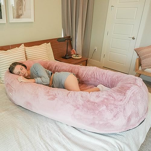 Plufl, The Original Human Dog Bed for Adults, Kids, and Pets. As Seen on Shark Tank. Comfy Plush Large Bean Bag with Memory Foam, Machine Washable, and Durable. Perfect nap and Floor Bed - Pink - Pink