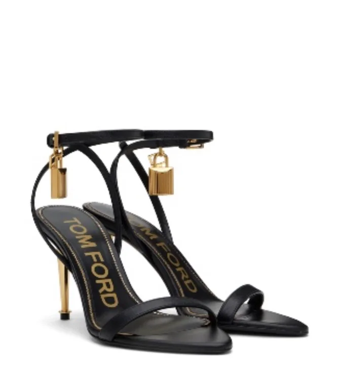 Tom ford - Black Padlock Pointy Naked Heeled Sandals