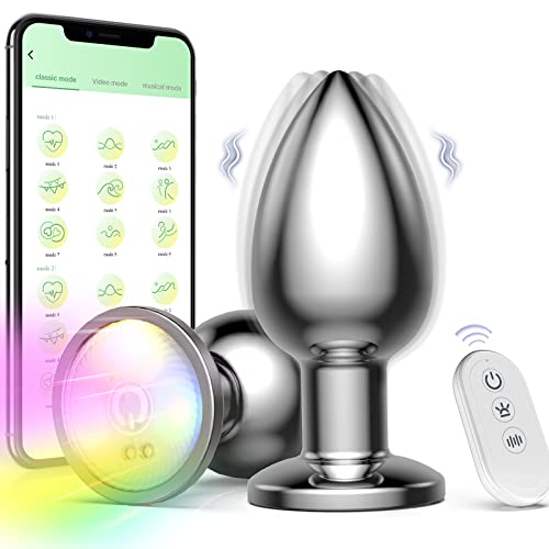 Analplug für Frauen, Butt Plug mit APP Sex Spielzeug für die Frau, Analvibratoren für Mann und frau Kleiner Anal Plug 9 Vibrationsmodi mit Fernbedienung, Vibration für frauen Sex Toys - Bunt - Normal