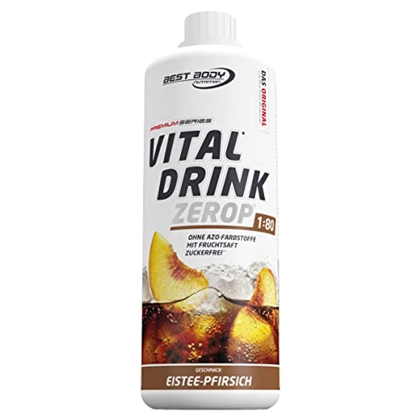 Best Body Nutrition Vital Drink ZEROP® - Eistee-Pfirsich, Original Getränkekonzentrat - Sirup - zuckerfrei, 1:80 ergibt 80 Liter Fertiggetränk, 1000 ml - Eistee-Pfirsich - 1 l (1er Pack)