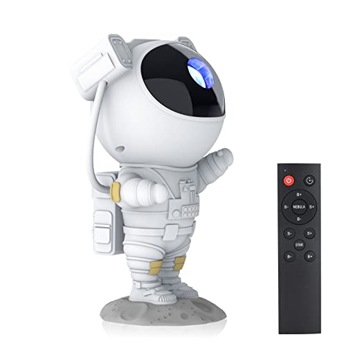 Astronaut Star Projector Galaxy Light with Timer and Remote Control, 360° Adjustable Starry Night Light Projector for Baby/Kids/Adults/Bedroom/Party/Home Decor/Game Room (White) - White