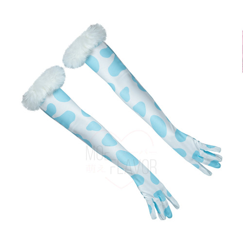 Winter Plush Cow Gloves - Blue / XS/S