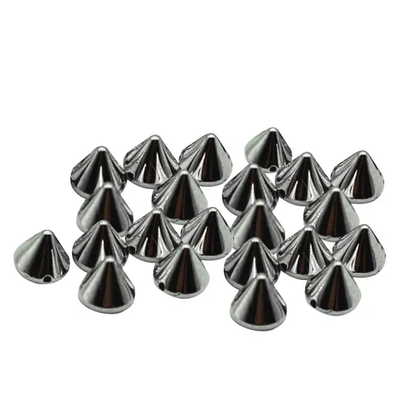 SUPVOX 100pcs 10mm Acrylic Bullet Spike Cone Studs, Beads, Sew On, Glue On, Stick On, DIY Garments, Bags Shoes Embellishment (Black)