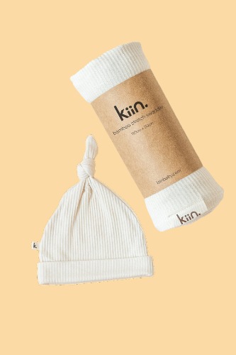 Stretch Bamboo Swaddle and Beanie Bundle - Ivory | Default Title