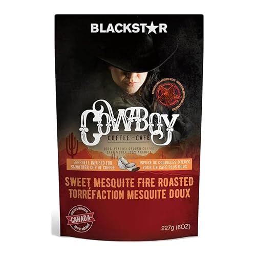 Blackstar's Sweet Mesquite Fire Roasted Ground Coffee, Authentic Cowboy Coffee Recipe, Low-Acid Coffee, 8oz