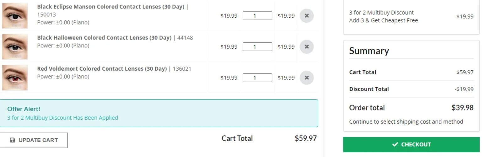 Colored Contacts Sale