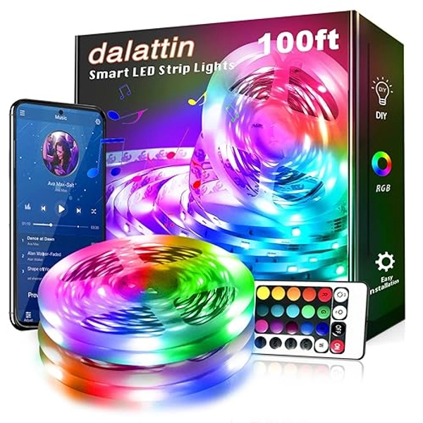 Led Lights for Bedroom 100ft,Smart Led Strip Lights with App Control Remote Control, RGB LED Light Strips,Music Sync Color Changing Room Decoration Party,Halloween Decor(2 Rolls of 50ft)