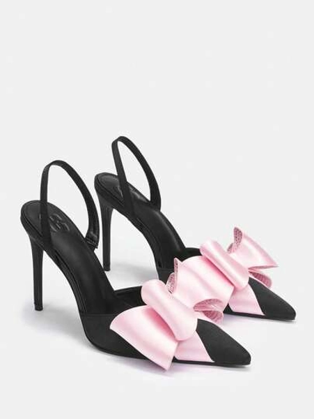 CUCCOO CHICEST Zapatos de tacón alto con puntera afilada, correa trasera y moño, para mujer. Ideales para verano, graduación, baile de fin de curso, vacaciones, rebajas de verano, elegantes, fiestas navideñas y de Año Nuevo.